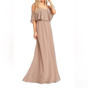 Show Me Your Mumu- Caitlin Ruffle Maxi Dress burgundy size XL bridesmaids party